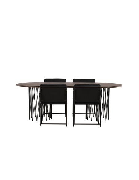 Matgrupp Stone med Richmond matstolar, 220 × 100 cm