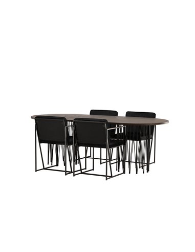 Matgrupp Stone med Richmond matstolar, 220 × 100 cm