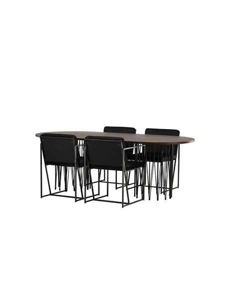 Matgrupp Stone med Richmond matstolar, 220 × 100 cm