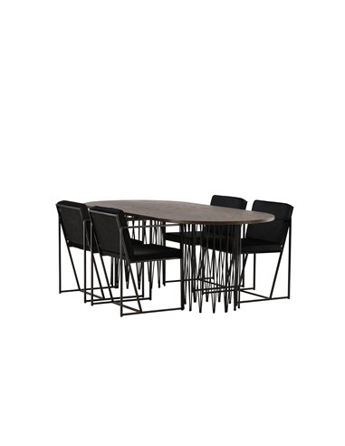 Matgrupp Stone med Richmond matstolar, 220 × 100 cm