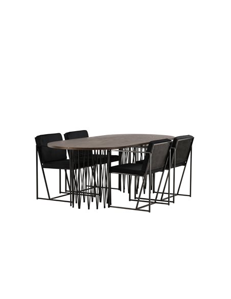Matgrupp Stone med Richmond matstolar, 220 × 100 cm