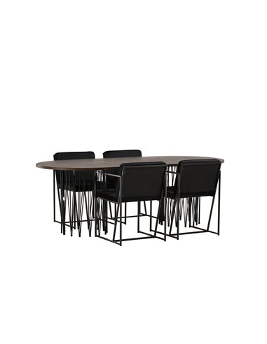 Matgrupp Stone med Richmond matstolar, 220 × 100 cm