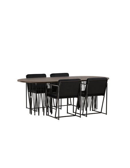 Matgrupp Stone med Richmond matstolar, 220 × 100 cm