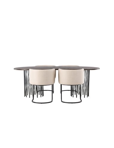 Matgrupp Stone med Simrishamn matstolar, 220 × 100 cm
