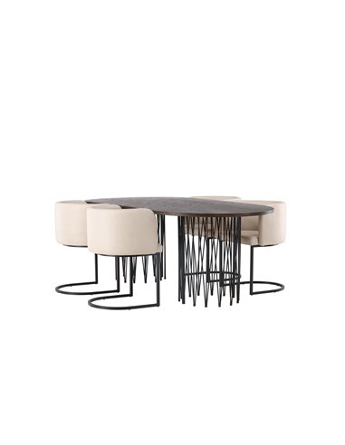 Matgrupp Stone med Simrishamn matstolar, 220 × 100 cm