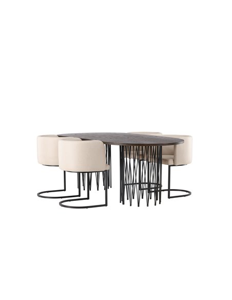 Matgrupp Stone med Simrishamn matstolar, 220 × 100 cm