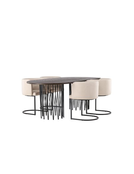 Matgrupp Stone med Simrishamn matstolar, 220 × 100 cm