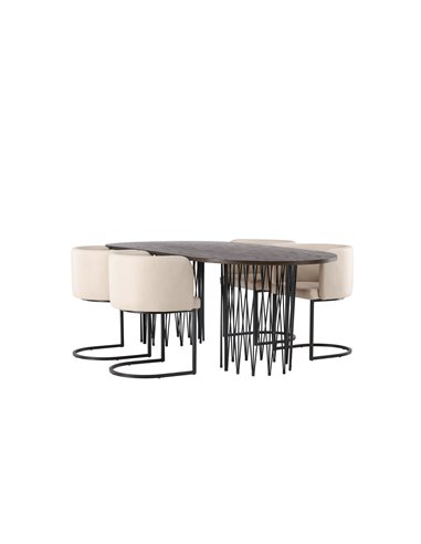 Matgrupp Stone med Simrishamn matstolar, 220 × 100 cm