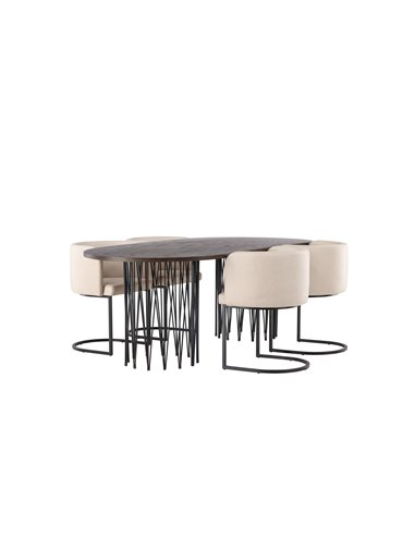 Matgrupp Stone med Simrishamn matstolar, 220 × 100 cm