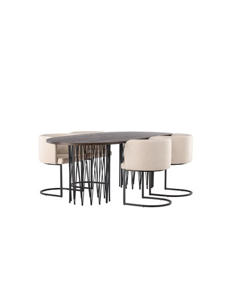 Matgrupp Stone med Simrishamn matstolar, 220 × 100 cm