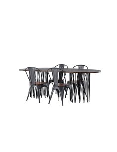 Matgrupp Stone med Tempe matstolar, 220 × 100 cm 2