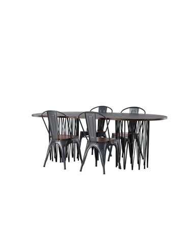 Matgrupp Stone med Tempe matstolar, 220 × 100 cm
