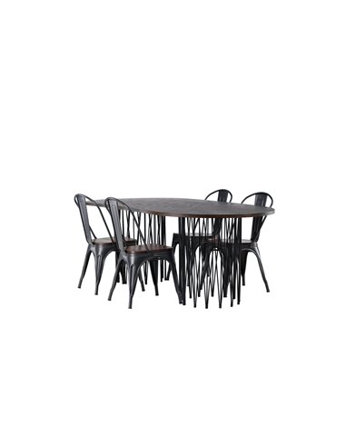 Matgrupp Stone med Tempe matstolar, 220 × 100 cm
