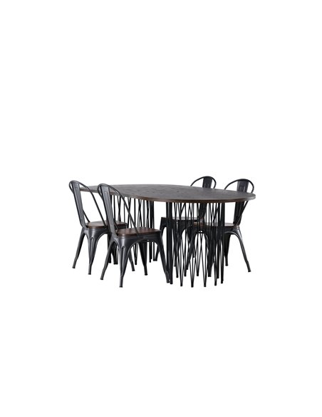 Matgrupp Stone med Tempe matstolar, 220 × 100 cm