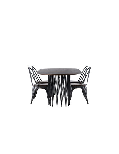 Matgrupp Stone med Tempe matstolar, 220 × 100 cm