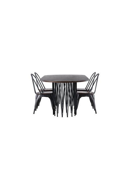 Matgrupp Stone med Tempe matstolar, 220 × 100 cm