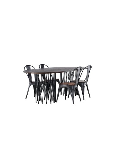 Matgrupp Stone med Tempe matstolar, 220 × 100 cm