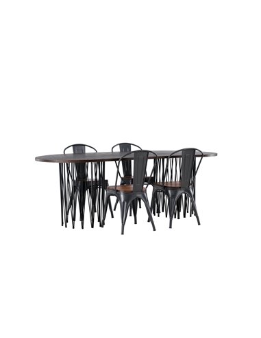 Matgrupp Stone med Tempe matstolar, 220 × 100 cm