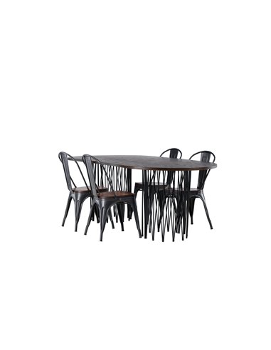 Matgrupp Stone med Tempe matstolar, 220 × 100 cm