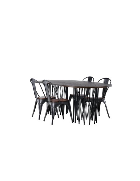 Matgrupp Stone med Tempe matstolar, 220 × 100 cm