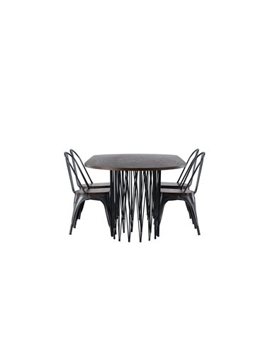 Matgrupp Stone med Tempe matstolar, 220 × 100 cm