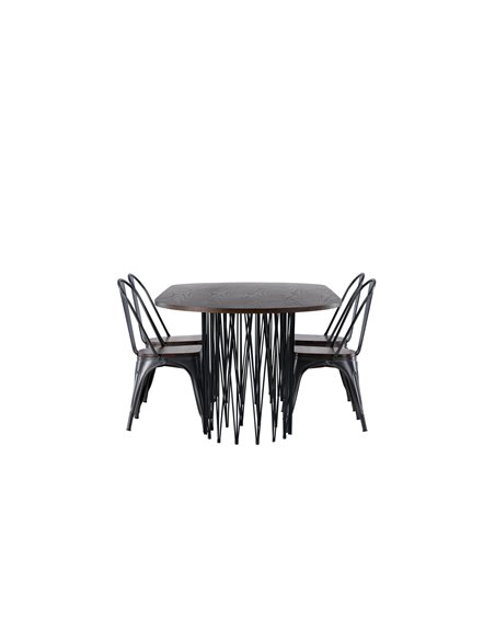 Matgrupp Stone med Tempe matstolar, 220 × 100 cm