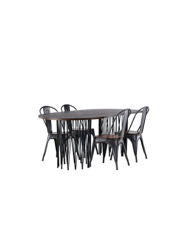 Matgrupp Stone med Tempe matstolar, 220 × 100 cm