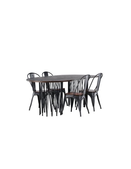 Matgrupp Stone med Tempe matstolar, 220 × 100 cm