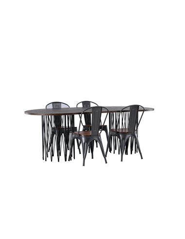 Matgrupp Stone med Tempe matstolar, 220 × 100 cm
