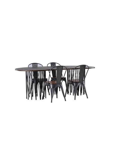 Matgrupp Stone med Tempe matstolar, 220 × 100 cm