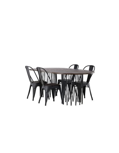 Matgrupp Stone med Tempe matstolar, 220 × 100 cm