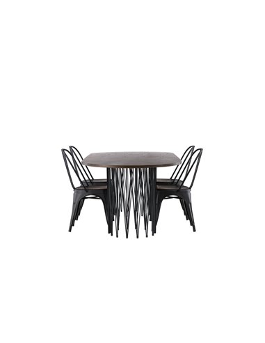 Matgrupp Stone med Tempe matstolar, 220 × 100 cm
