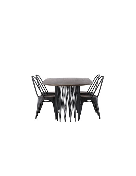 Matgrupp Stone med Tempe matstolar, 220 × 100 cm