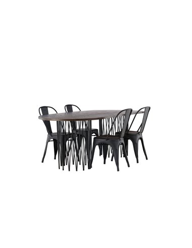 Matgrupp Stone med Tempe matstolar, 220 × 100 cm