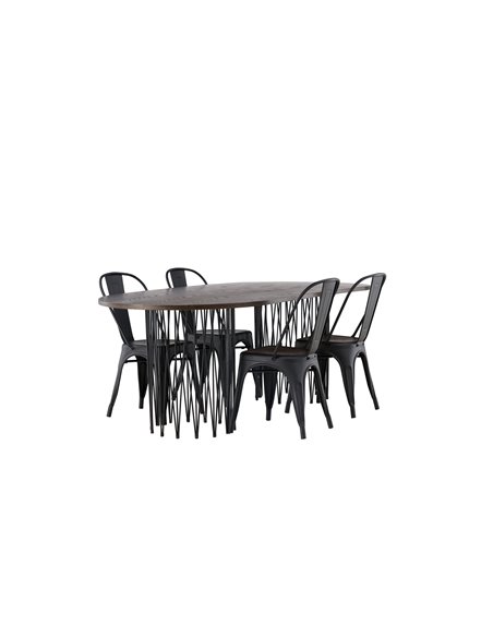 Matgrupp Stone med Tempe matstolar, 220 × 100 cm