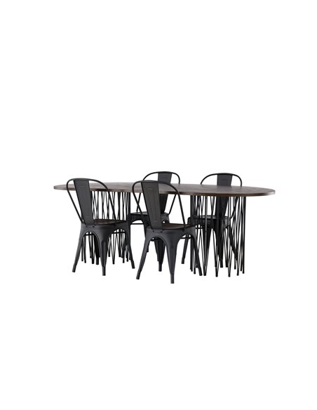 Matgrupp Stone med Tempe matstolar, 220 × 100 cm