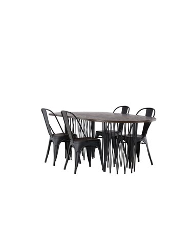 Matgrupp Stone med Tempe matstolar, 220 × 100 cm