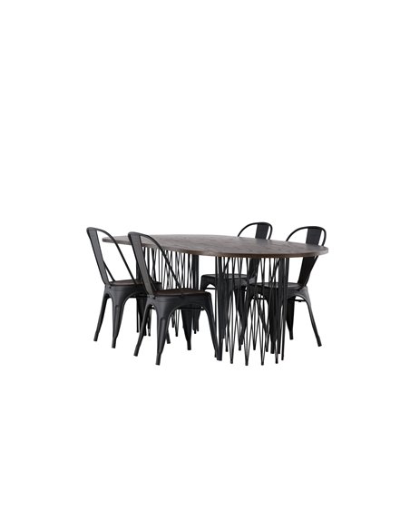 Matgrupp Stone med Tempe matstolar, 220 × 100 cm