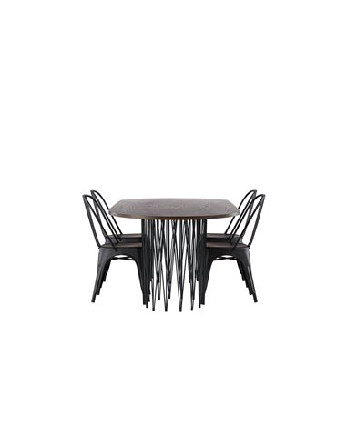 Matgrupp Stone med Tempe matstolar, 220 × 100 cm