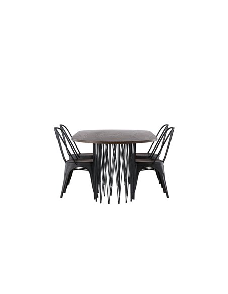 Matgrupp Stone med Tempe matstolar, 220 × 100 cm