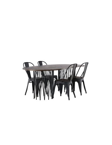 Matgrupp Stone med Tempe matstolar, 220 × 100 cm