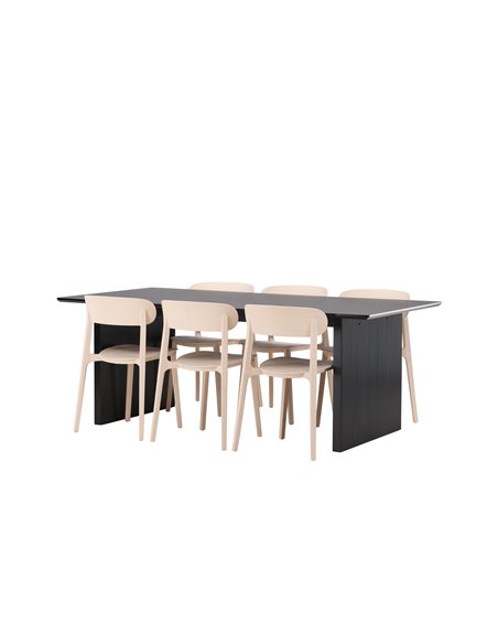 Matgrupp Vail med Åstol matstolar, 200 × 100 cm