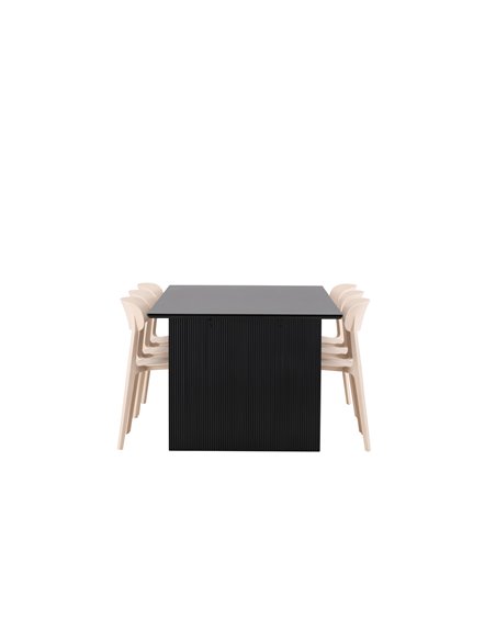 Matgrupp Vail med Åstol matstolar, 200 × 100 cm