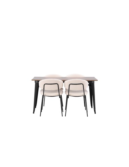 Matgrupp Tempe med Chico matstolar, 140 × 80 cm