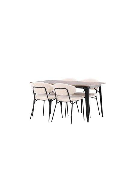 Matgrupp Tempe med Chico matstolar, 140 × 80 cm