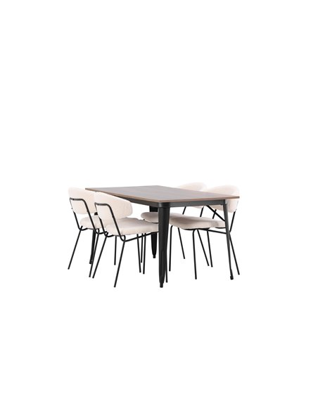 Matgrupp Tempe med Chico matstolar, 140 × 80 cm