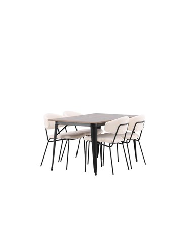Matgrupp Tempe med Chico matstolar, 140 × 80 cm
