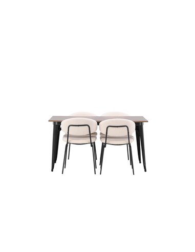 Matgrupp Tempe med Chico matstolar, 140 × 80 cm