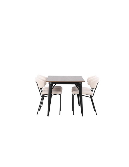 Matgrupp Tempe med Chico matstolar, 140 × 80 cm