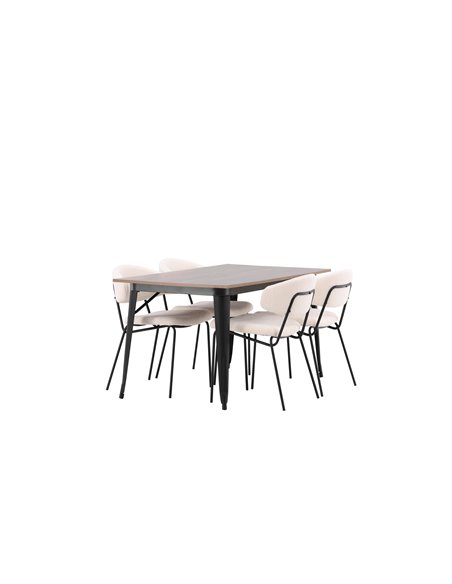 Matgrupp Tempe med Chico matstolar, 140 × 80 cm